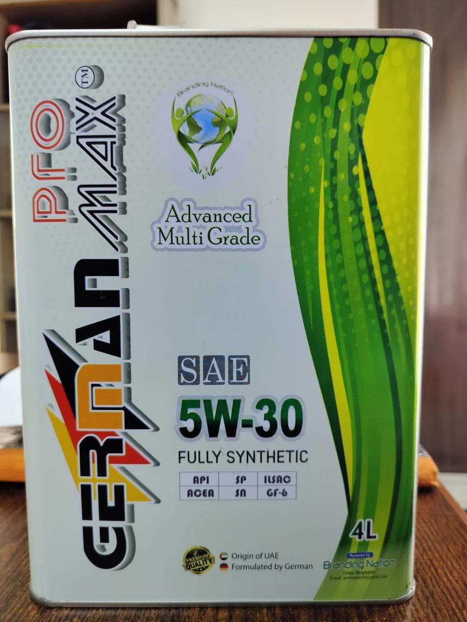 German Max Pro® Fully Synthetic Car Lube – SAE 5W-30 | API SP | ILSAC GF-6 | ACEA SN | 4 Litres